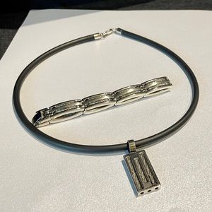 Park Lane Bravo Mens 2 Piece Set. Rubber Cord NK & wrist chain